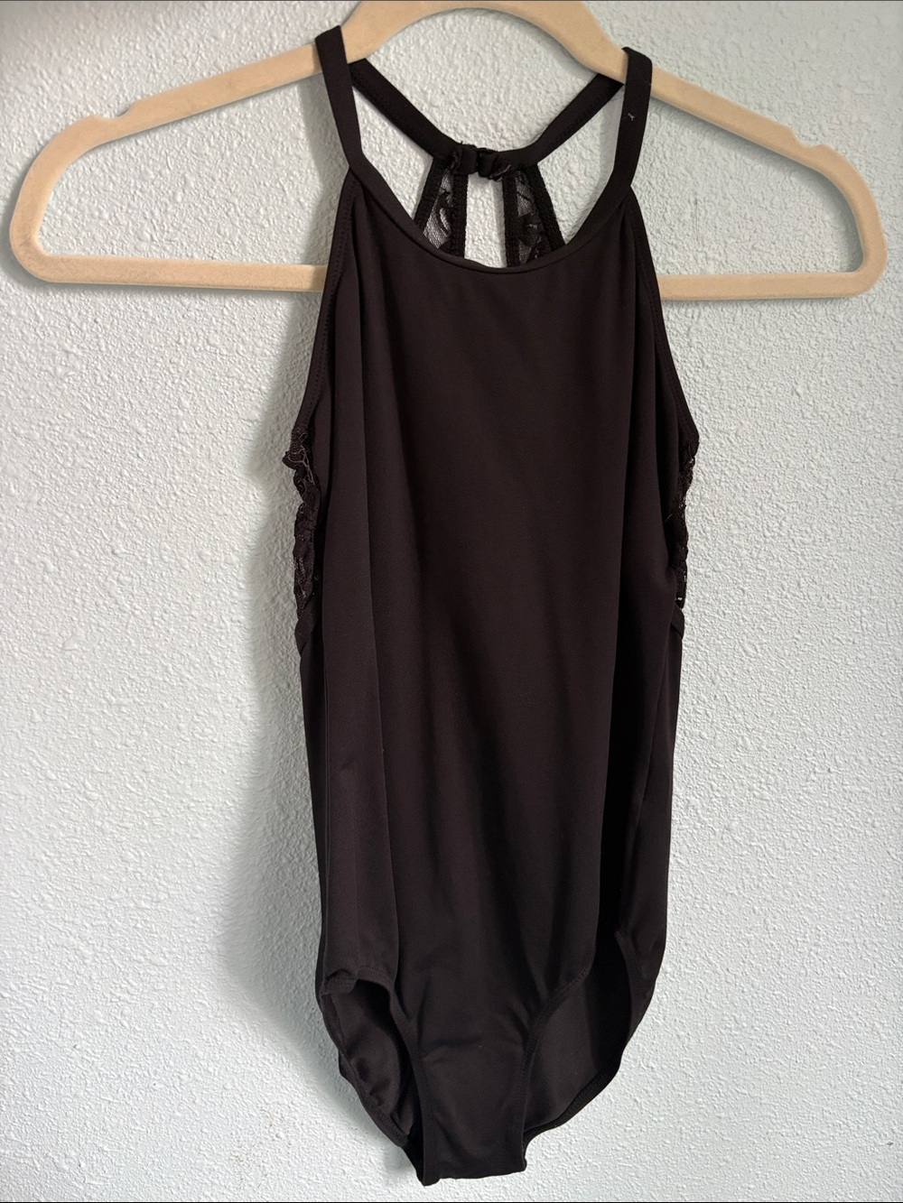 Black Women's High-Neck, Lace Back Leotard